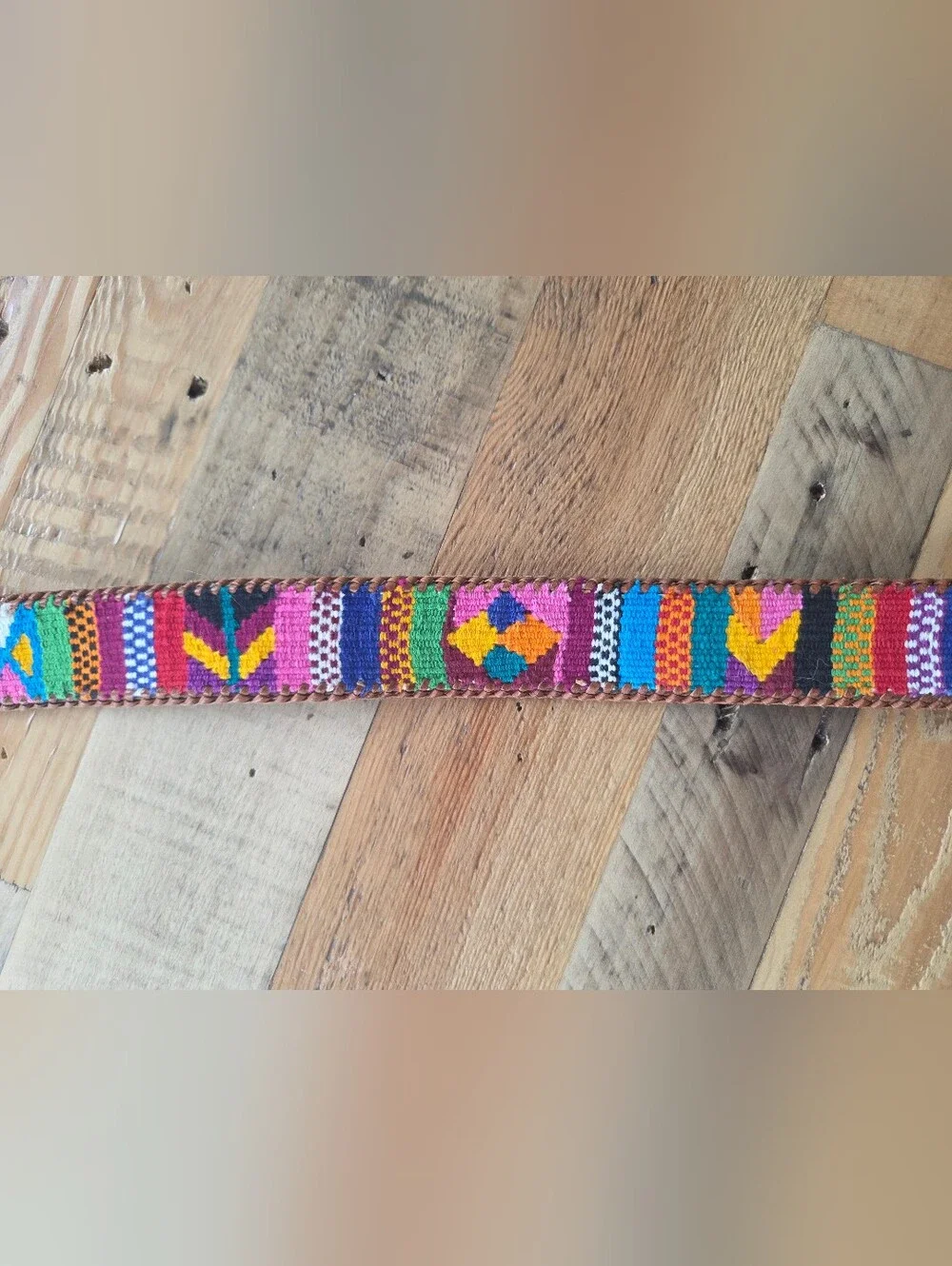 Traditional Guatemalan Vibrant Woven Embroidered Colorful Belt Size 32